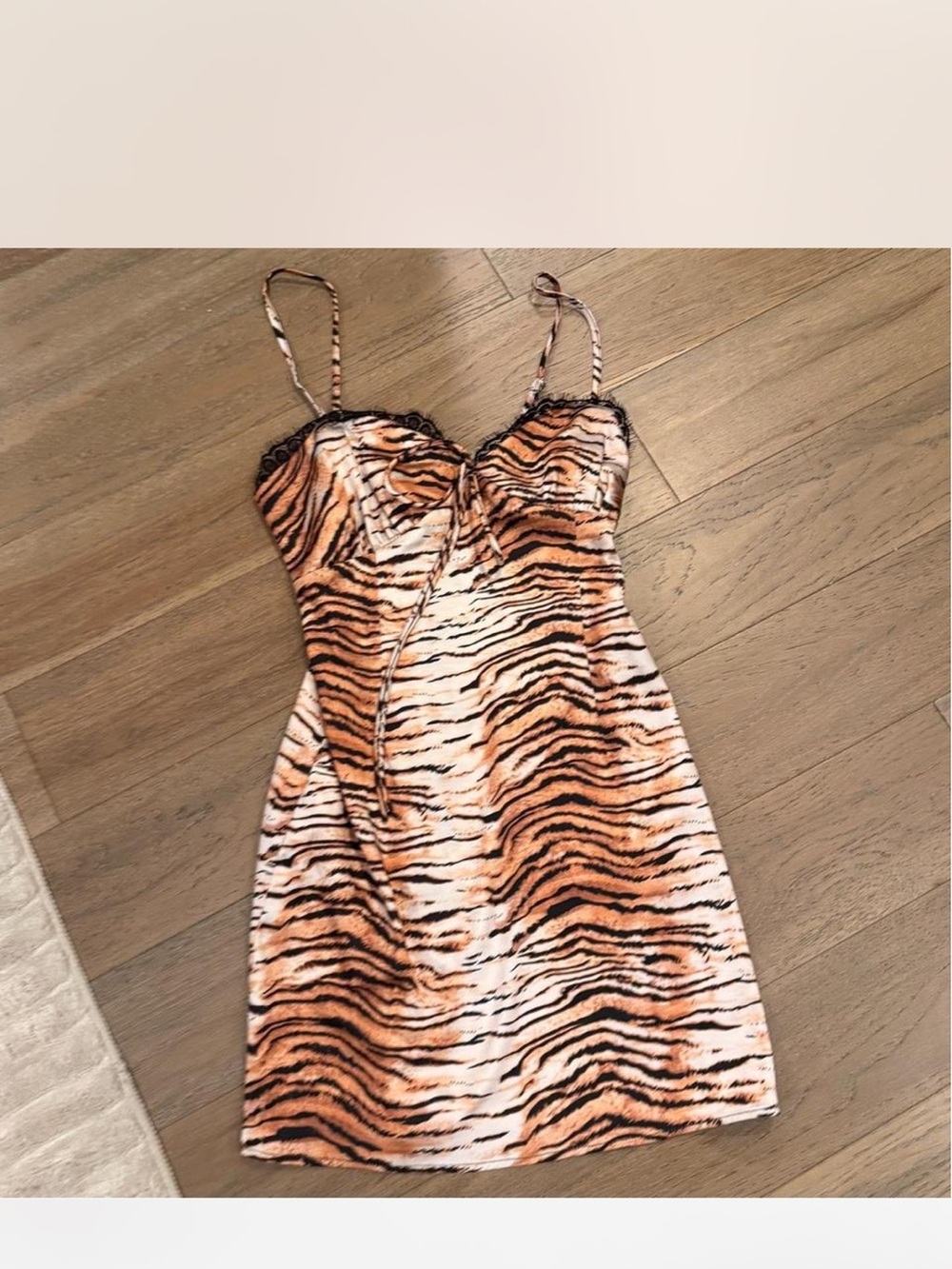 lioness Tiger-Print Dress with Lace Trim